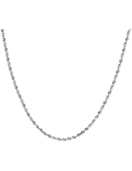 Duragold 14k White Gold Solid Diamond-Cut Rope Chain Necklace (3.0mm ), 18"