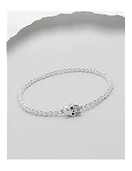 Skull Stretch Bracelet In Sterling Silver