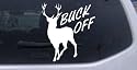 6.6in X 6in White -- BUCK OFF Hunting And Fishing Car Window Wall Laptop Decal Sticker