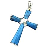 925 Silver Reconstituted Turquoise Cross Pendant