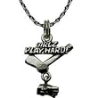 Silver Girlz Play Hard Hockey Necklace
