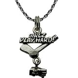 Silver Girlz Play Hard Hockey Necklace