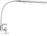 Trio-Leuchten 527720306 LED-Klemmleuchte inklusiv 1x 3 W LED-Panel, mit Klemme und Flexarm, Chrom, Glas weiß satiniert