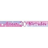 31RIQOx9PML. SL160  Pink Shimmer 30th Birthday Party Banner, 12 Foot