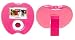 Unique Apple Shape Pink Plastic Hard Cover Case with Stand for iPod Nano 3rd Generation
