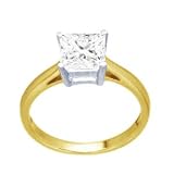 Certified 1.02 Carat K I2 Princess Cut Diamond Engagement Solitaire Ring in 18ct Solid Yellow Gold