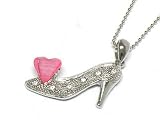 White Gold Crystal Shoe Pendant Necklace Jewelry