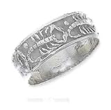 Sterling Silver Mens Antiqued Scorpion Band Ring - Size 9.0
