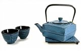 Square Cast Iron Tea Set Dragonfly Light Blue #ts6-06lb