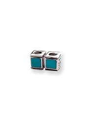 Turquoise CZ Square Connector Charm in Silver for 3mm Bracelets