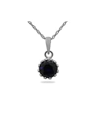 Tiara Collection Sterling Silver Created Sapphire Round Pendant Necklace