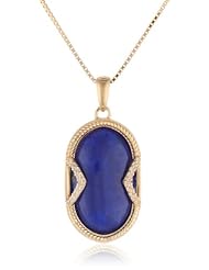 18K Gold over Sterling Silver Blue Lapis and Created White Sapphire Pendant Necklace, 18"