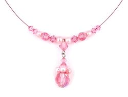 Pink Swarovski Crystal and Faux Pearl Necklace Fashion Jewelry