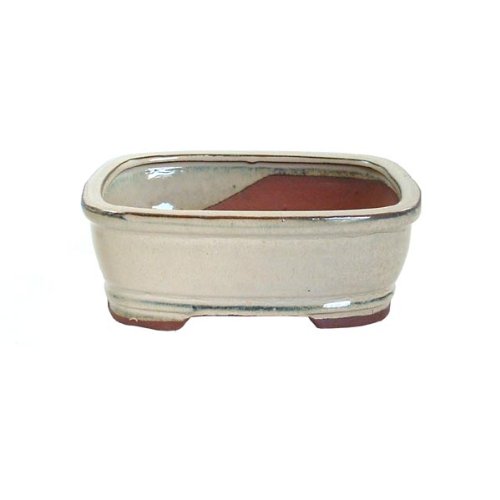 18cm Cream Glazed Bonsai Pot