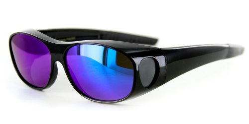 "Hideaways Small" Polarized Sunglasses w/ Mirror (Black w/BlueMulti)