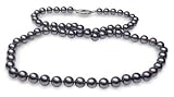 6x6.5mm Black Freshwater cultured pearl necklace