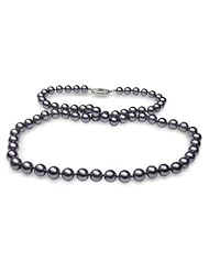 6x6.5mm Black Freshwater cultured pearl necklace