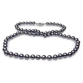 6x6.5mm Black Freshwater cultured pearl necklace by American Pearl
