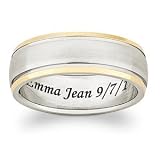 Mens Two-Tone Titanium Engraved Wedding Band, Size: 9