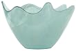Recycled Art Glass Large White Wave Rim Bowl 12"D, 7"H