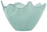 Recycled Art Glass Large White Wave Rim Bowl 12"D, 7"H