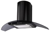 Premier Range Truly Curved 100cm Black Glass Cooker Hood H77.10B