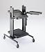 Da-Lite Black Adjustable Projector Table with 7-13 x 12 Shelf, Laptop Shelf, 4 Casters and Electrical Assembly