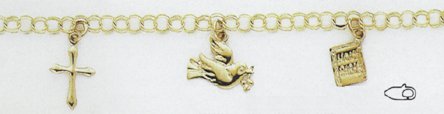 14kt 8" Yellow Gold Religious Symbols Bracelet - FB773-8