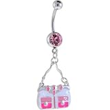 Passion Pink Gem WHITE CARGO BAG PURSE Belly Ring