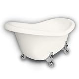 American Bath Factory B1-1600-BB-DM3-M2-15-CH Princess Slipper Clawfoot Bathtub in Bisque, Ball and