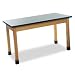 Diversified Woodcrafts P7102K30N UV Finish Solid Oak Wood Table with Plain Apron and ChemGuard Top, 48" Width x 30" Height x 24" Depth, 500lbs Capacity