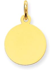 10k Yellow Gold Plain .013 Gauge Circular Engravable Disc Charm Metal Wt- 0.54g
