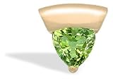 14K Yellow Gold Genuine Trillion Peridot Art-Deco Pendant