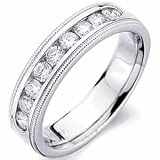 14K White Gold Fiery Ladies Diamond Wedding Band