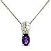 Oval Amethyst & Round Diamond Pendant on Chain .03cttw