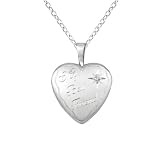 Sterling silver 0.01ct White Diamonds Heart Shaped Locket w/ Dia My Best Friend Necklace (G-H, SI1-SI2)