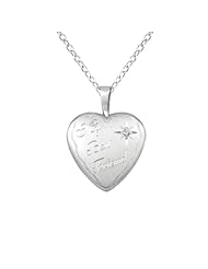 Sterling silver 0.01ct White Diamonds Heart Shaped Locket w/ Dia "My Best Friend" Necklace (G-H, SI1-SI2)