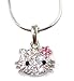 Small Kitty 1/2" Crystal Pendant and Necklace title=