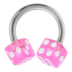 Horseshoe - Pink Dice Circular Barbell