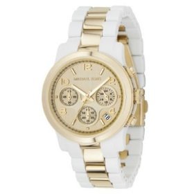 Michael Kors #MK5146 Women's Two Tone Gold White Acrylic Chronograph Watch