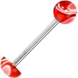 Red Marble Acrylic Half Ball Barbell Tongue Ring