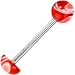 Red Marble Acrylic Half Ball Barbell Tongue Ring