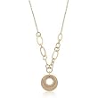 14k Yellow Gold Plated Contemporary Chain Necklace with Circle Charms- 24 IN + 3 IN