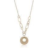 14k Yellow Gold Plated Contemporary Chain Necklace with Circle Charms- 24 IN + 3 IN