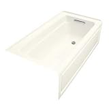 KOHLER Archer Bubblemassage 5-Foot Bath with Comfort Depth Design, Integral Apron and Right-Hand Drain, Biscuit #1122-GRA-96