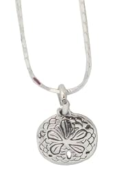 Mona Lee's 925 Sterling Silver Petite Sand Dollar & 18" Diamond Cut Box Chain - Gift Boxed