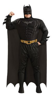 Men's Deluxe Muscle Chest The Dark Knight Batman Costume, Plus Size, Black, Plus Size
