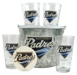 San Diego Padres Pint Glasses and Beer Bucket Set | MLB San Diego Padres Gift Set