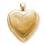 24K Gold Plated Etched Dove Locket and 18-inch Chain