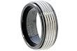 Black Ceramic Ring with Tungsten Inlay Grooves